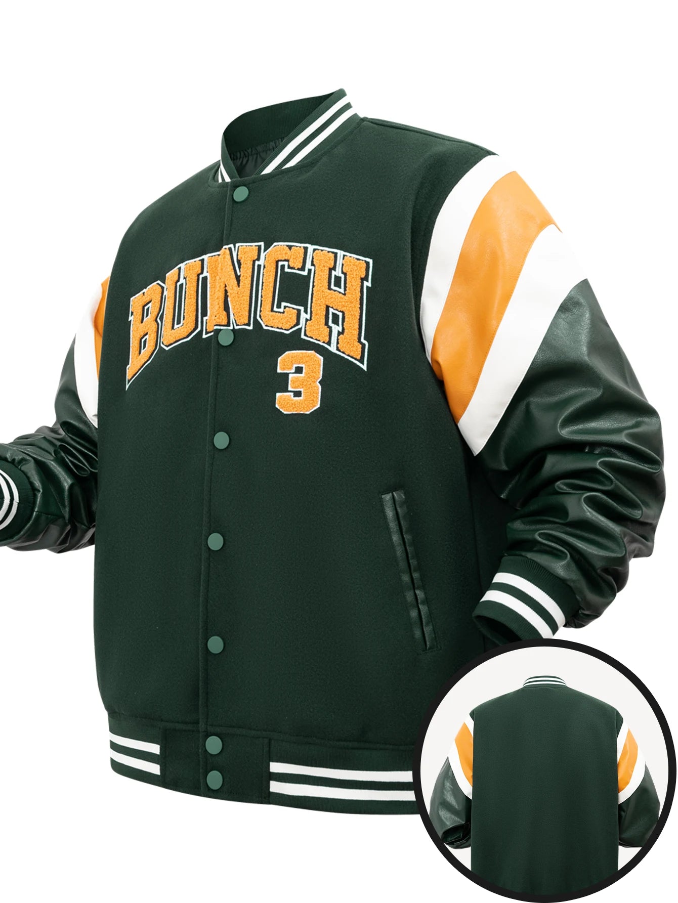Men's Letterman Jacket Vintage Vasity Baseball Coat Casual Streetwear Outerwear with 'G' Letter Embroidery & Inner Pocket