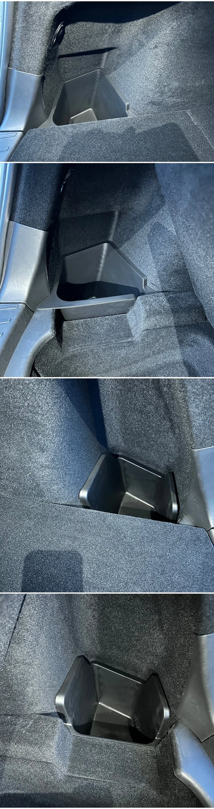 For Tesla Model Y Juniper Trunk Organizer Side Storage Box Bin Organizer Flocked TPE Mat Anti-dirty 2025 2026 Travel Accessories
