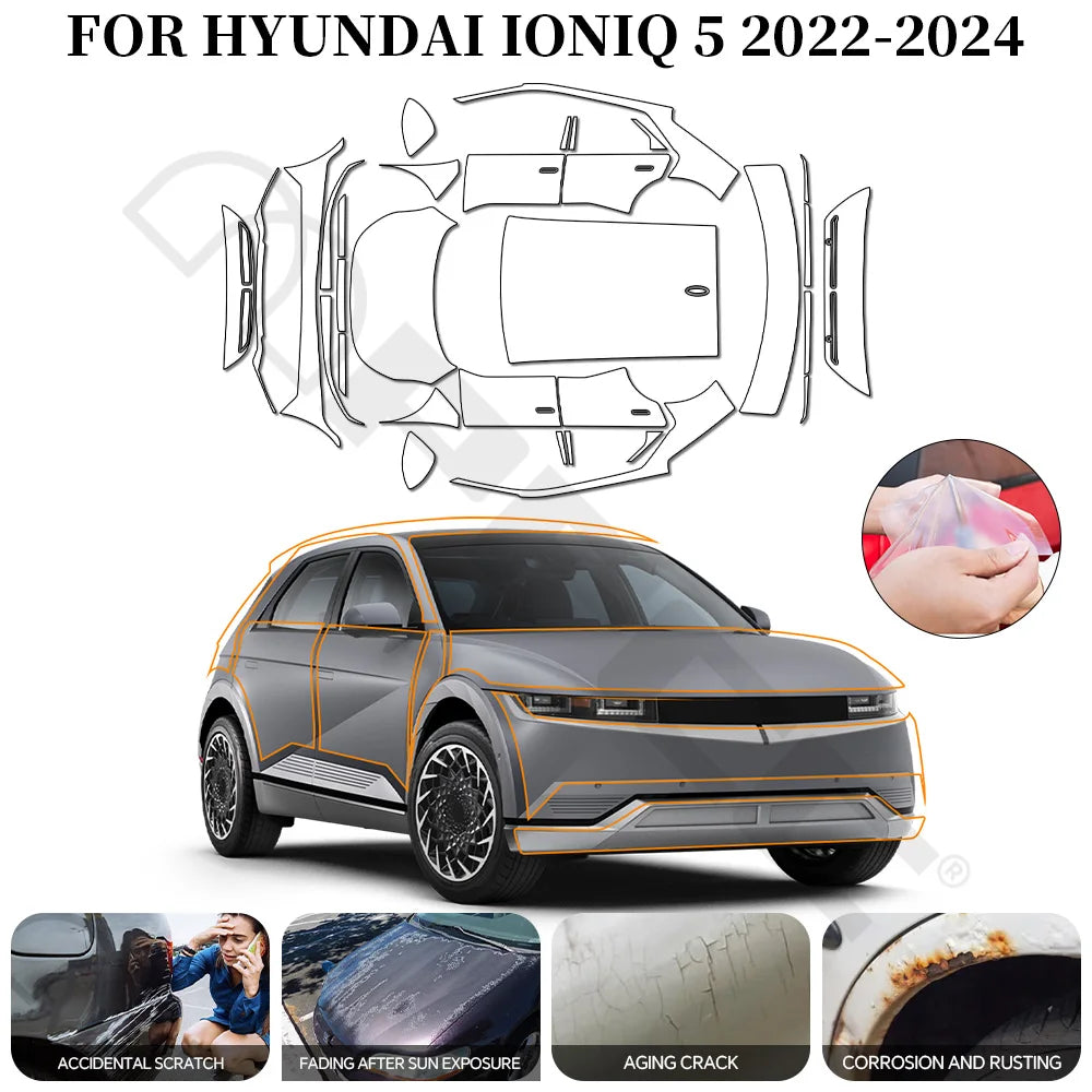 For Hyundai lONlQ 5 2022 2023 PPF Car Film 9Mil Pre-Cut Paint Protection Film TPU Invisible Anti-scratch Resistant Vinyl Wrap