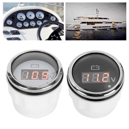 2in Battery Voltage Gauge LED Digital Display IP67 Waterproof Smart Alarm  for Boat Auto Voltage Gauge LED Voltmeter