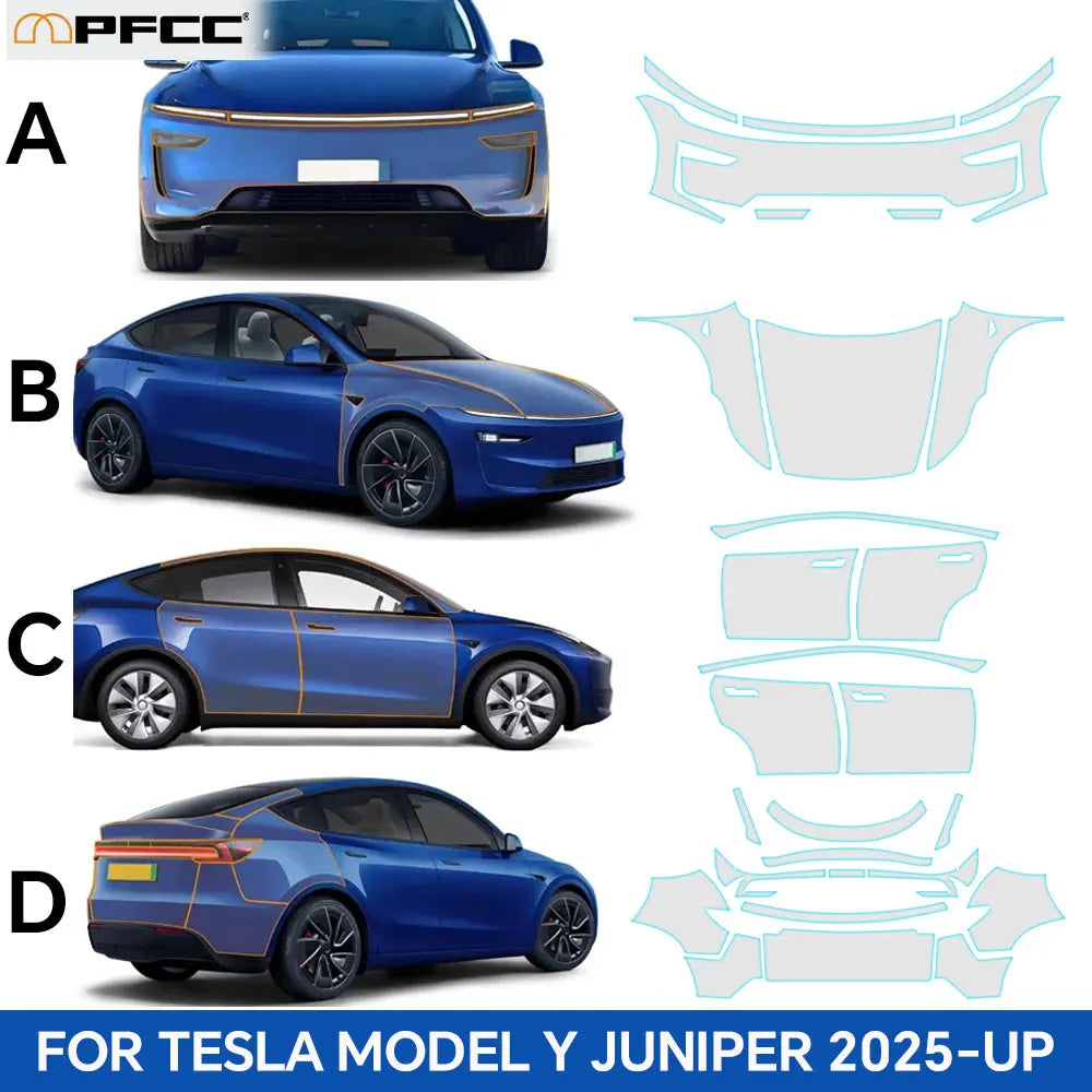 For Tesla Model Y Juniper 2025 2026 Paint Protection Film Self-Healing Bra PPF Body Sticker Accessories Anti-Scratch Resistant