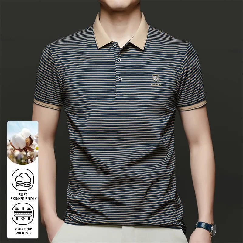 Top Grade Summer Brand Designer Polo Shirts For Men Summer Stripped Slim Fit Short Sleeve Casual Tops Fashions Men Clothes 2025