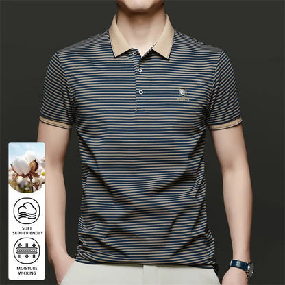 Top Grade Summer Brand Designer Polo Shirts For Men Summer Stripped Slim Fit Short Sleeve Casual Tops Fashions Men Clothes 2025