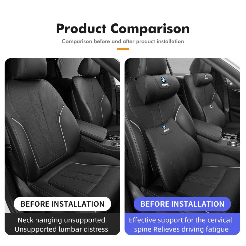 Car Headrest Lumbar Support Pad Seat Back Pillow Auto Interior Accessories For BMW E87 E70 E91 E30 G20 E92 E93 E60 E46 E90 G30