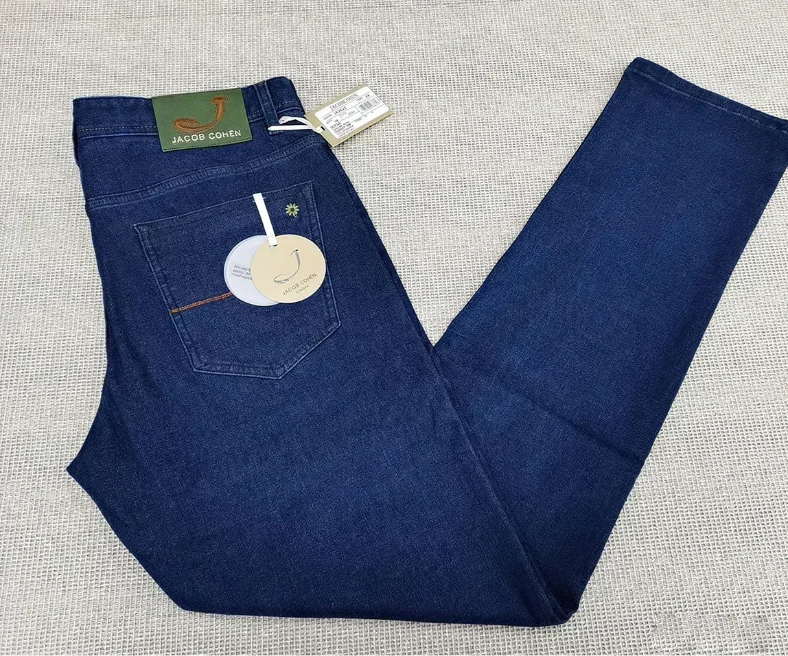 OECHSLI Jeans Thick Cotton Men 2025 Autumn Winter new Straight Middle waist casual elastic work size 30-40 Long Pants