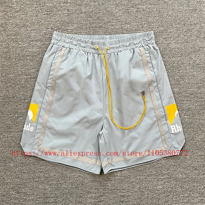 New Arrival RHUDE Print Casual Shorts Loose Street Shorts with Pockets Men's High Quality Shorts