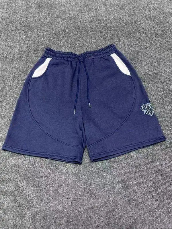 Mertra American Street Style Embroidered Logo Men's And Women's Loose Straight Leg Short Pants Casual Summer Color Block Shorts