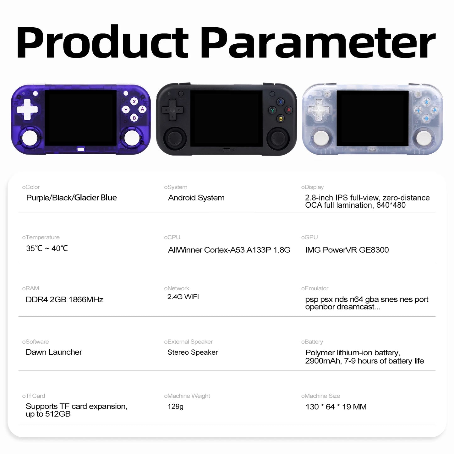 AMPOWN Mini Zero 28 Handheld Video Game Console 2.8'' IPS Screen A133P Processor Android OS 2.4GWIFI MAGICX ZERO28 Player Gifts