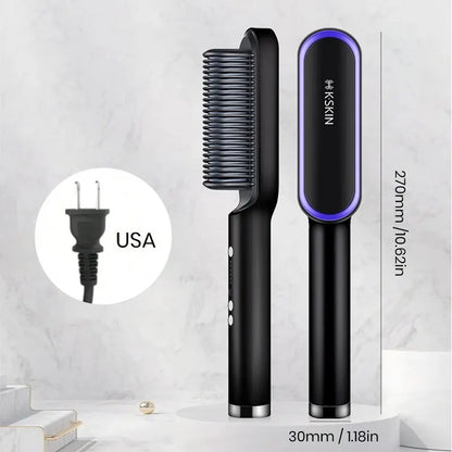 KSKIN 2 In 1 Hair Straightener Brush Multifunctional Professional Hair Straightening Comb Anti-Scald Quick Heating Hair Styling
