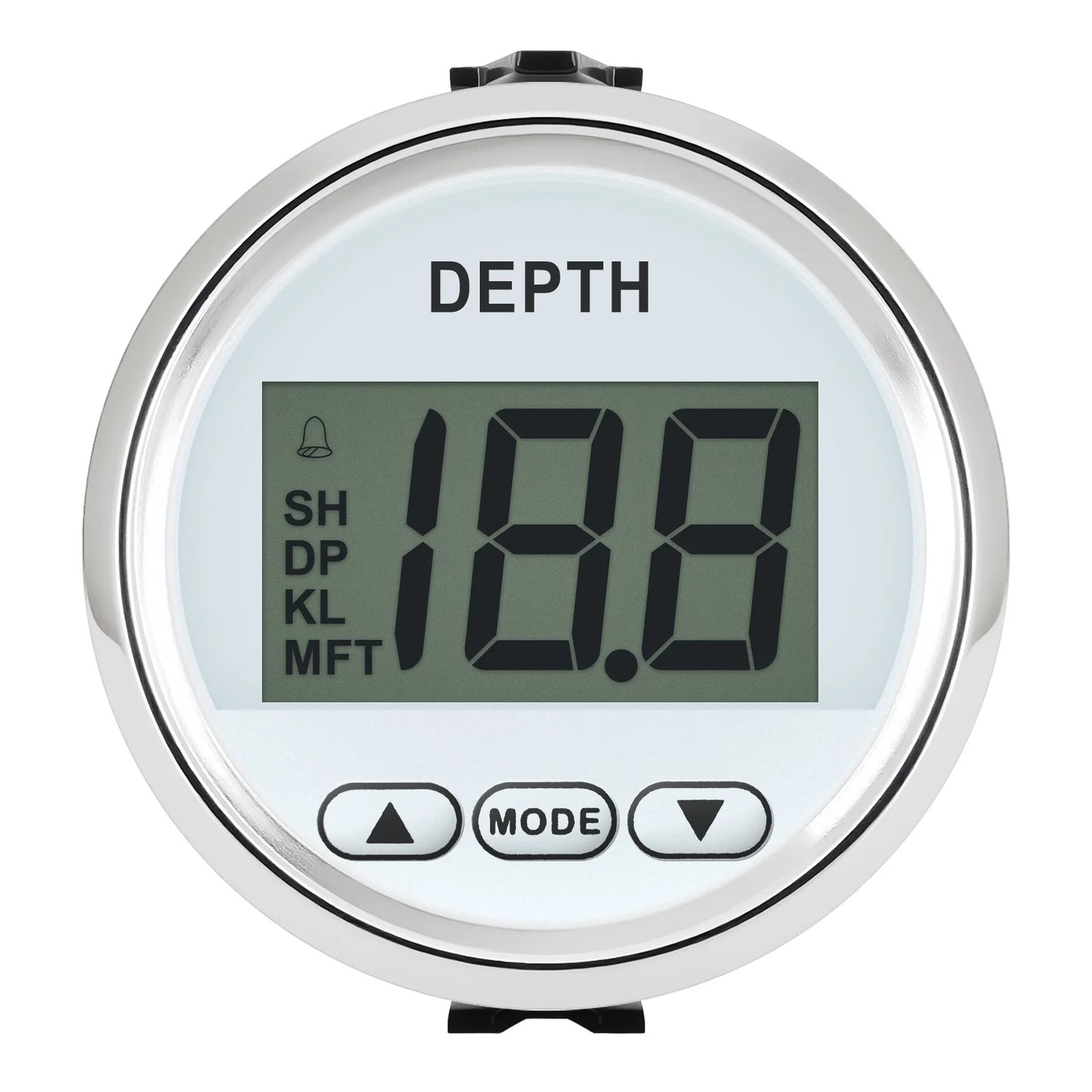 52MM Marine Digital Depth Gauge Indicator Waterproof for Yachts Fishing Boats Pulse Signal White Backlight Depth Transducer