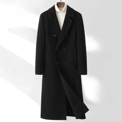 AYUNSUE High-end Double-sided Woolen Coat Men Winter Long Over-the-knee 100% Wool Trench Coat Handsome Woolen Jacket for Men