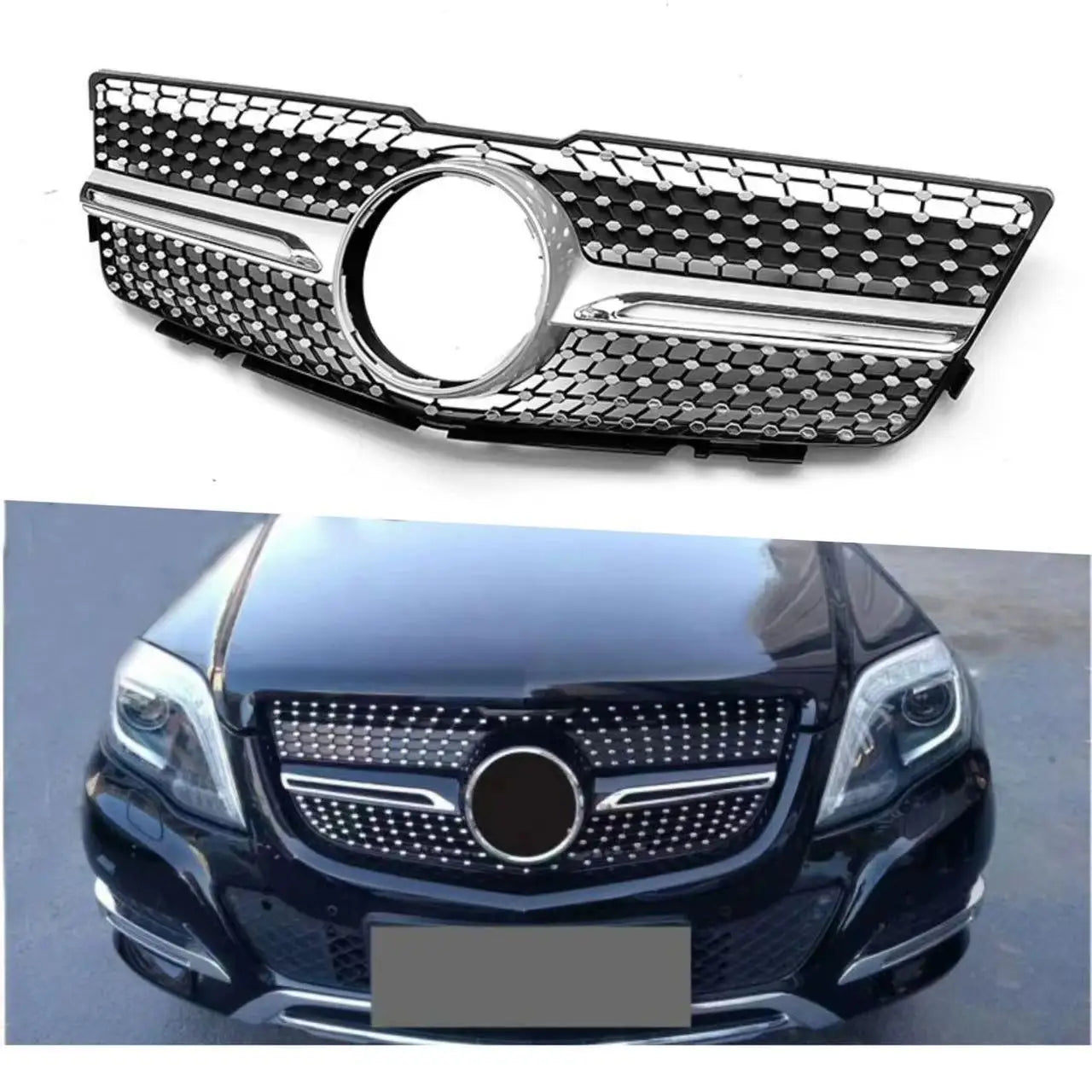 2013 To 2015 for Mercedes-Benz GLK Class X204 GLK260 GLK300 GLK350 Front Bumper Grille Racing Grill Hood Mesh Diamond Style Grid