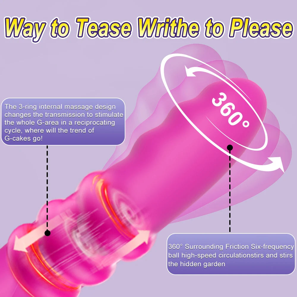 Telescopic Sucking Dildo Vibrator 360°Rotating Female Clitoral Vaginal Anal Stimulation Massage Sex Toys for Women Couples