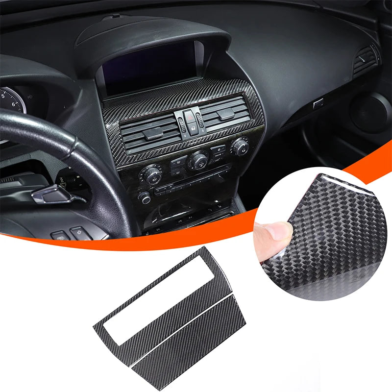 For BMW 6 Series E63 E64 2004-2010 Soft Carbon Fiber Gear Shift Air Outlet Window Lift Panel Dec Car Interior Accessory Sticker