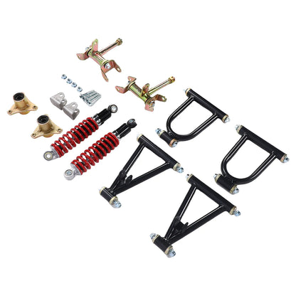 Front Suspension Arm Kit High Strength Enhanced Stability Comfort Upper and Lower Swingarm and Suspension Shock Kit for ATV Quad