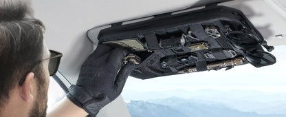 Tactical Car Sun Visor Organizer MOLLE Panel Pouch Universal Vehicle Visor Storage Bag for Sunglasses, Tools, Documents