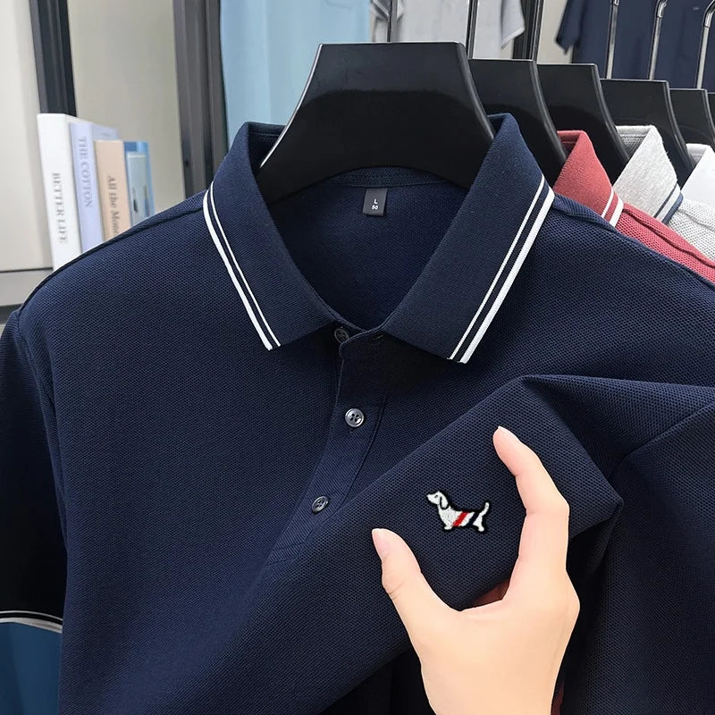 100% Pure Cotton Men's Polo T-Shirt New Style Summer Cozy Skin-Friendly Luxury High-End Commuting Short Sleeve Custom Embroidery