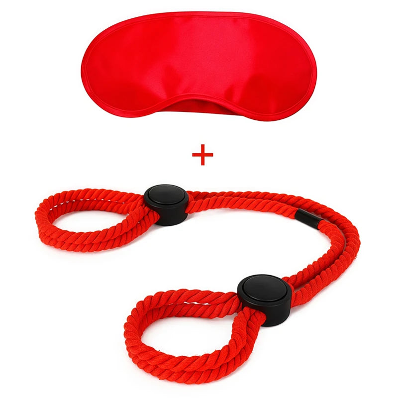 Bondage Women Bdsm Set Cotton Rope Handcuffs Erotic Restraints Rope Double-Layer Hand Clapper Blindfold Sex Toys For Couples Kit