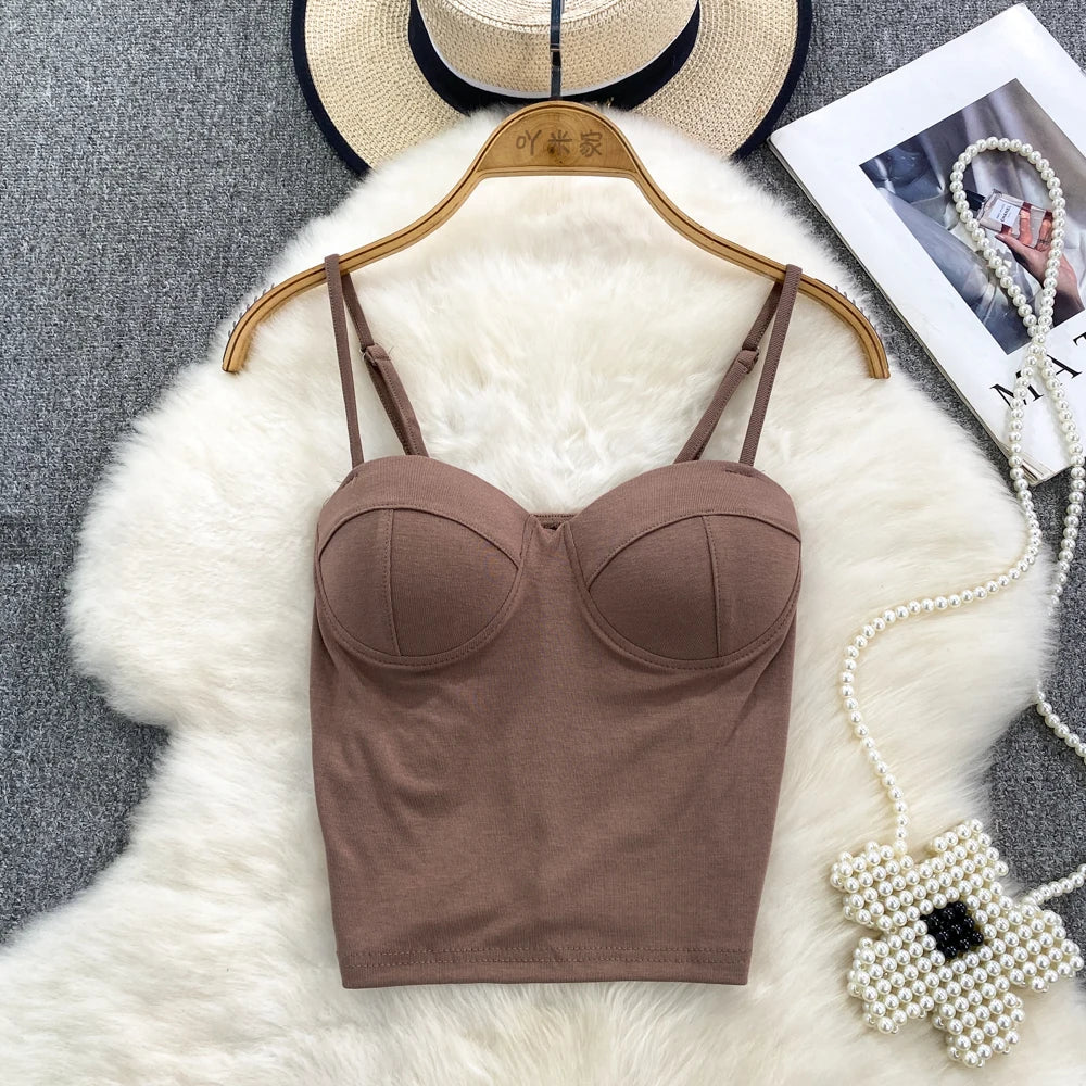 Sexy Fashion Design Camisole Tank Top Women Slim Fit Outerwear Spicy Base Shirt Sexy Backless Vest Short Straight Cut Bodycon