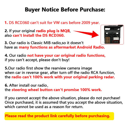 Desay RCD360 Carplay Car Radio 17G035280 MirrorLink MIB Auto radio for VW PQ Polo Golf Passat B6 B7 Jetta MK5 MK6 Eos Bettle