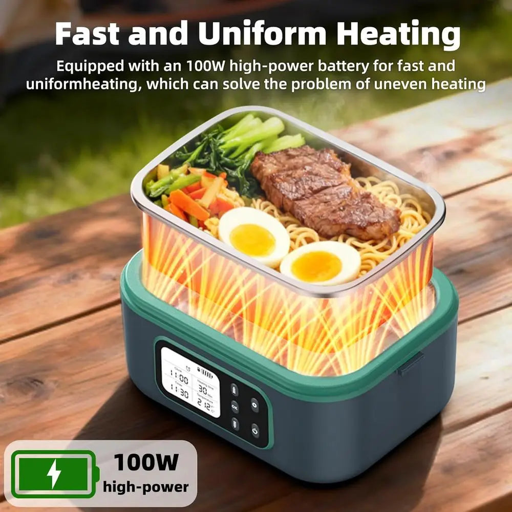 10000mAh 100W Portable Electric Lunch Box, Automatic Heating for Adults, BPA-Free, Keep Meals Warm Anywhere