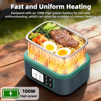 10000mAh 100W Portable Electric Lunch Box, Automatic Heating for Adults, BPA-Free, Keep Meals Warm Anywhere