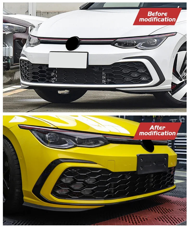Front Bumper Grill 2021-2023 Accessories for Vw Golf 8 Mk8 R-Line GTI Sports Version Front Air Inlet Grille Fog Lamp Trim Kits