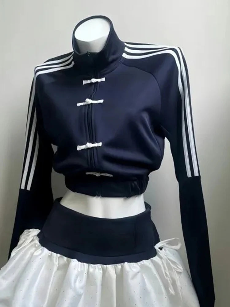 New Chinese Style Short Sweatshirt Jacket Women's Spring 2026 Floral Skirt Set Casual Sporty High Waist Universal Fit