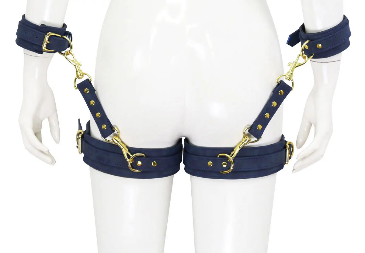 BDSM PU Leather Waist To Wrist Restraint Harness Set Adjustable Bondage Belt with Cuffs Slave Role Play Adult Sex Toy for Women