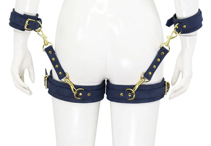 BDSM PU Leather Waist To Wrist Restraint Harness Set Adjustable Bondage Belt with Cuffs Slave Role Play Adult Sex Toy for Women