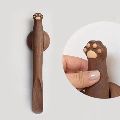 Cat Paw Black Walnut Wooden Cute Shoe Horn Professional Shoe Spoon Home Tools 35cm Flexible Handmade Shoehorn Useful Shoe Lifter