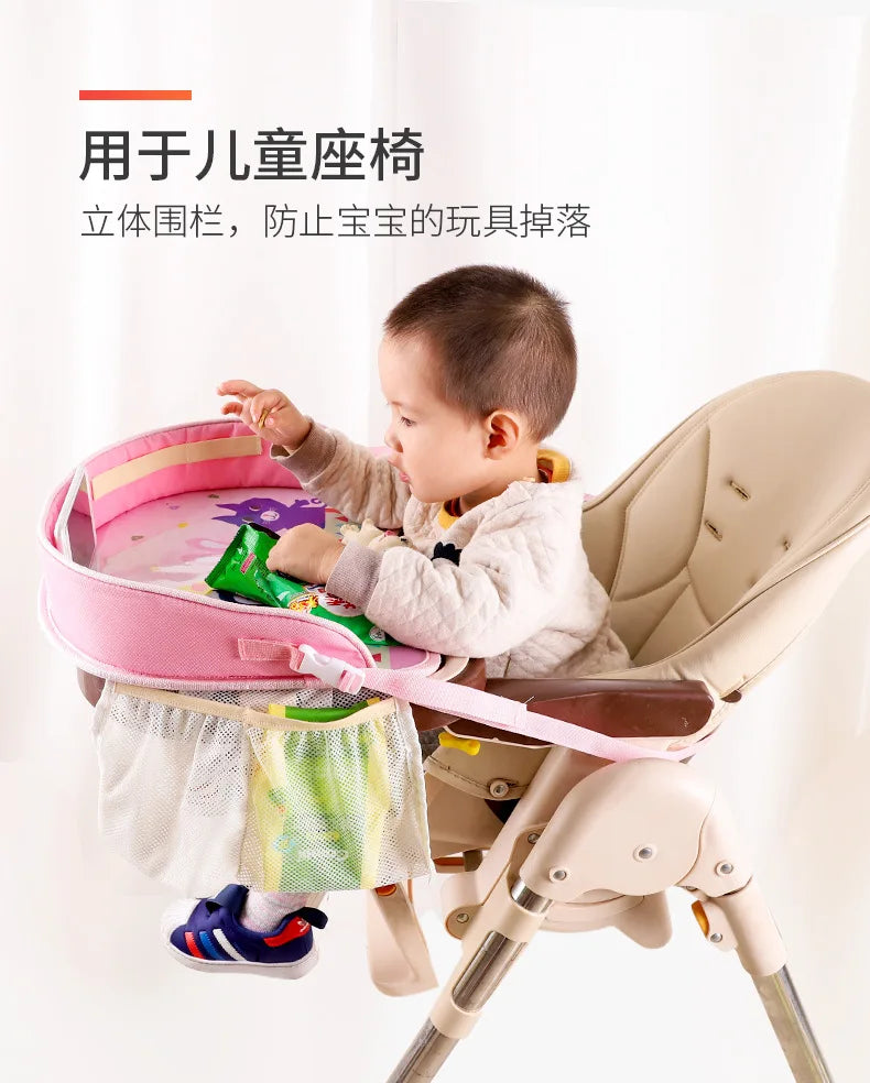 Kids Travel Tray Car Seat Activity and Play Tray Organizer for Children and Toddlers Lap Desk with Tablet Phone Holder Foldable
