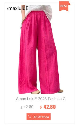 Amax LuluE 2026 Japanese Design Soild Pants Females Summer Fashion Loose Elegant Harem Trousers Womens Vintage Leisure Clothes