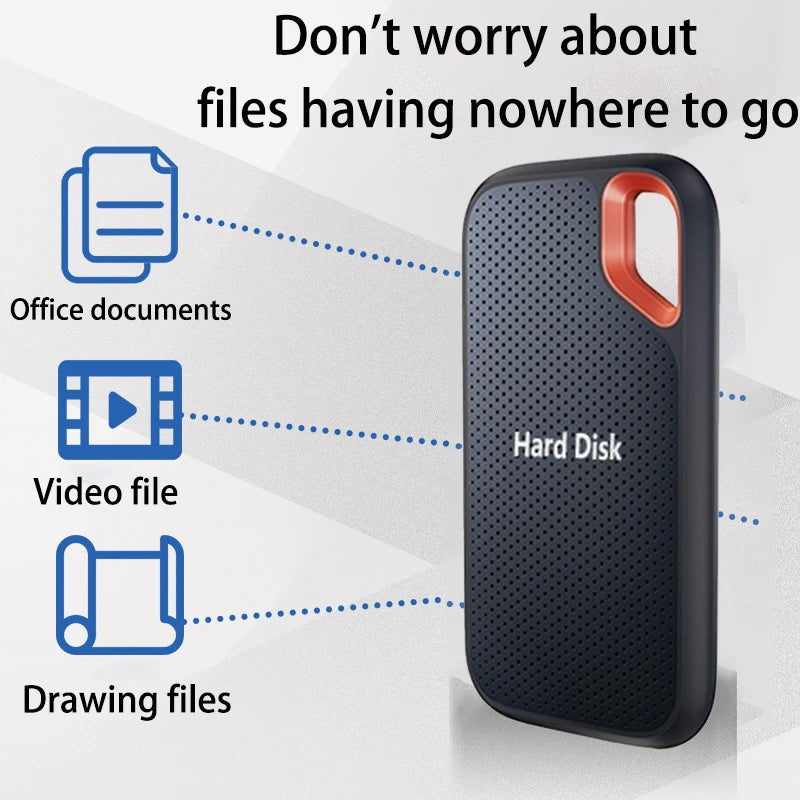 High-speed External Hd 2TB High-quality Hard Drive 128TB 64TB Portable SSD USB3.1 Solid State Disk for Mac/ Pc/Laptops/Phones