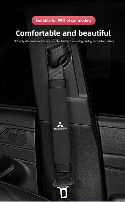 2Pcs Car Seat Belt Cover Shoulder Protector Auto Accessories For Mitsubishi Eclipse Lancer Outlander Pajero Ralliart Star Mirage