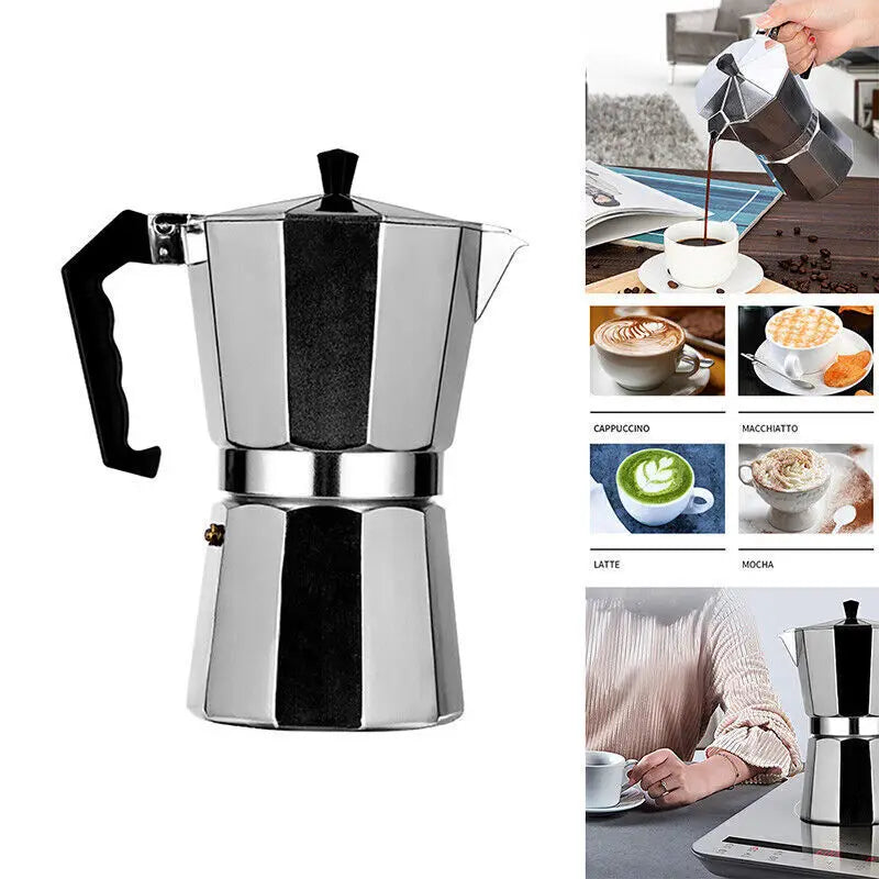 300ml/ 6 Cups Coffee Maker Moka Percolator Stove Top Espresso Latte Aluminum Pot