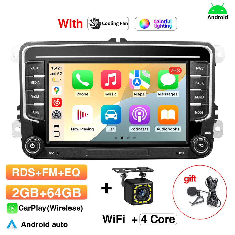 GRANDnavi Android13 Car Radio GPS For VW Volkswagen Skoda Octavia Golf 5 6 Touran Passat B6 Polo Jetta 2Din Multimedia Player