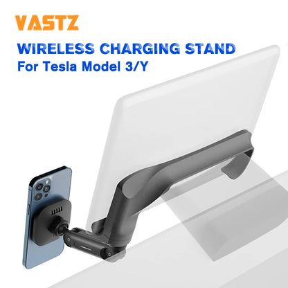 VASTZ Adjustable Wireless Charger Mobile Phone Mount Central Control Screen Magnetic Car Cell Phone Holder For Tesla Model 3 Y
