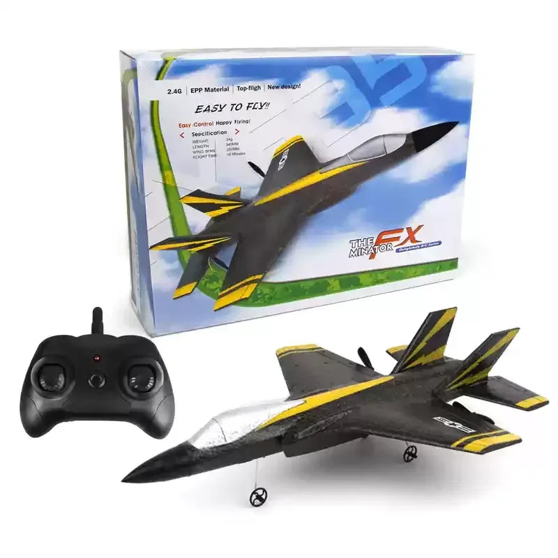 F35 Remote Control Foam Glider | 2-Channel RC Plane | Colorful LED Lights | Fixed Wing Model | Kids Toy