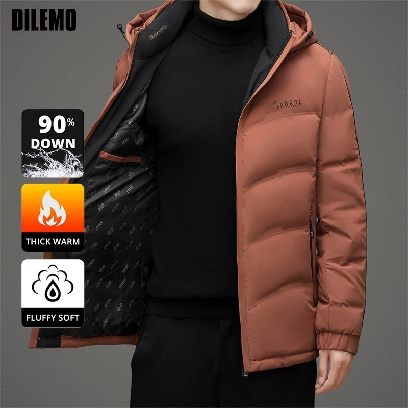 High End Thick Hooded Fashion Windbreaker Casual Brand Mens Parkas Winter Warm Feather Puffer Jacket Outwear Down Jacket