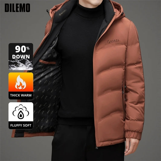 High End Thick Hooded Fashion Windbreaker Casual Brand Mens Parkas Winter Warm Feather Puffer Jacket Outwear Down Jacket