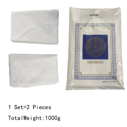 Men's Hajj Ihram 2 Piece Set Solid White Towel Suit Authentic Pilgrimage Attire for Umrah