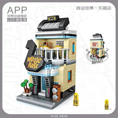 LOZ Blocks FUN Ideas Mini Street Store Toy Small Flower Pisa Shop Brinquedos MOC City House Food Building Bricks Girl Gifts