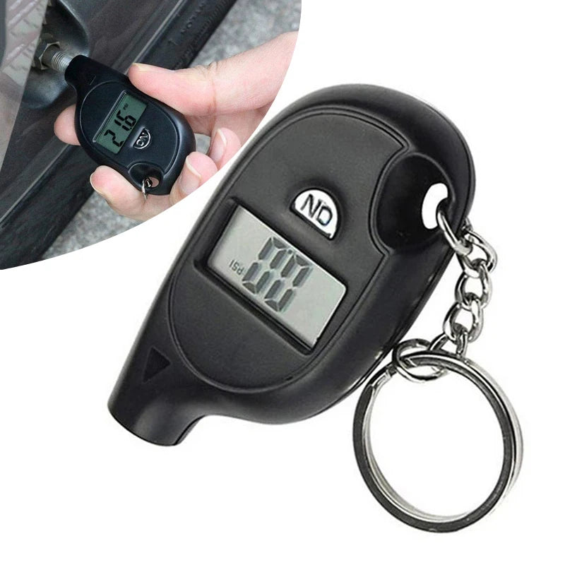 1-4Pcs Keychain Style Tire Gauge Digital Lcd Display Tester Gauge Car Tire Pressure Test Meter Car Motorcycle Tyre Diagnostic