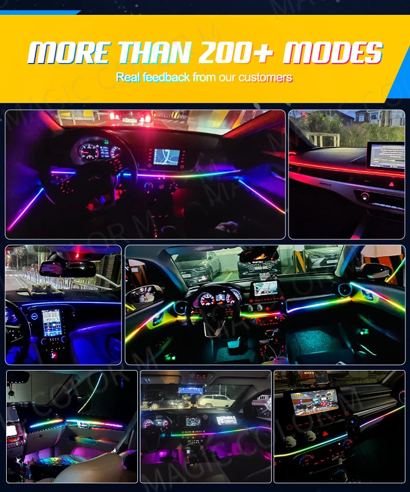 Vgetting 140/55.1inch Car Ambient Lights 2in1 Universal LED Symphony RGB Atmosphere Lamp USB APP Remote for Tesla Model 3 Y S X