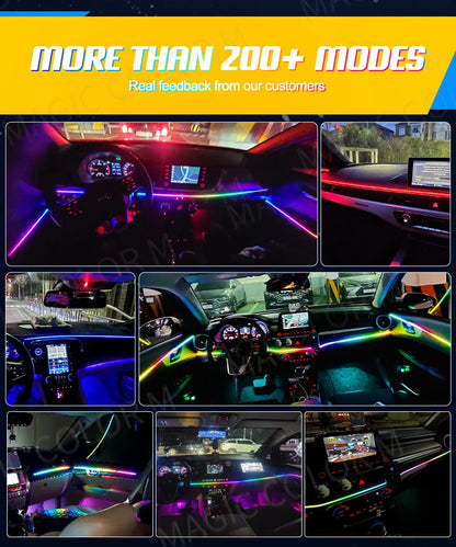 Vgetting 140/55.1inch Car Ambient Lights 2in1 Universal LED Symphony RGB Atmosphere Lamp USB APP Remote for Tesla Model 3 Y S X