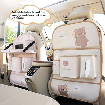 Car Seat Back Organizer - Rear Hanging Storage Bag, Backseat Table Tray, Vehicle Mounted Desk Board