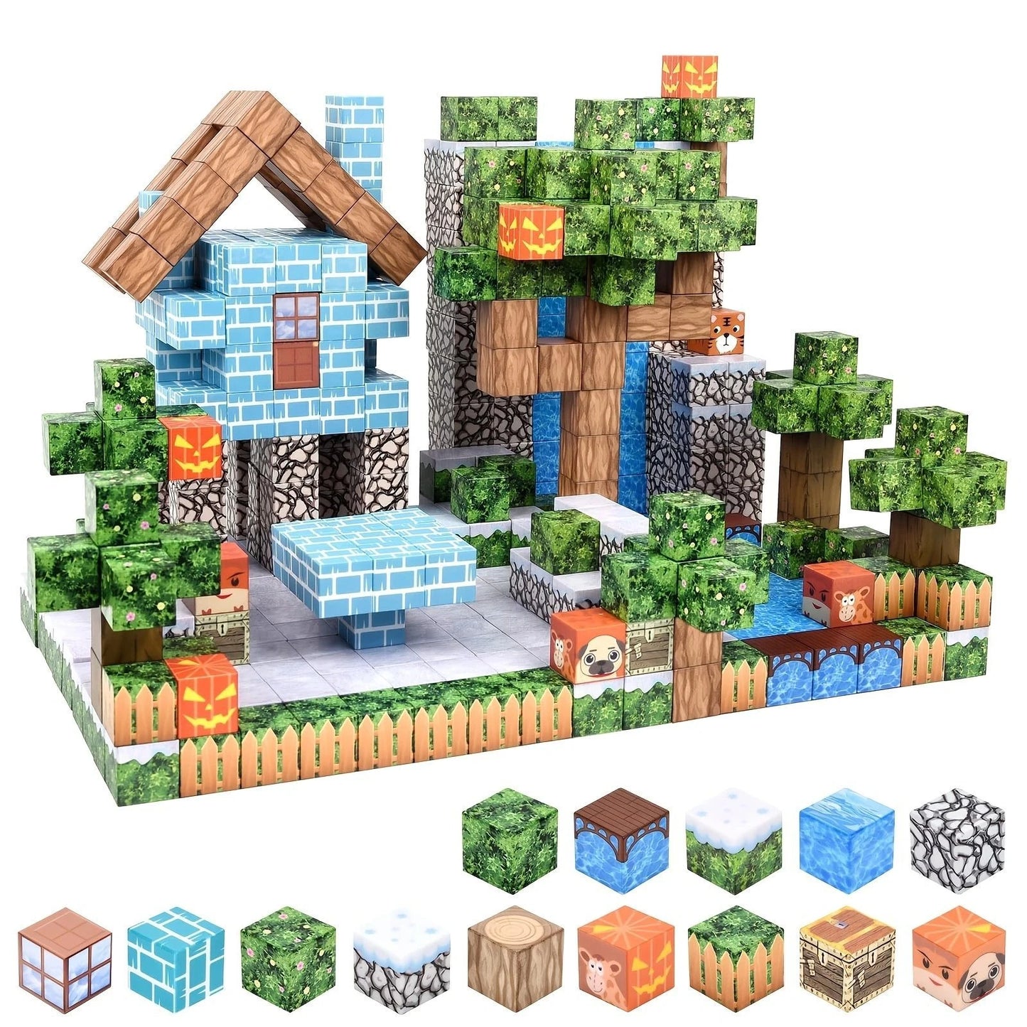 Magnetic Building Blocks Mine World Brick Cube Toys Set STEM Sensory Best Gift for Boy Girl Children Yi lin 100PCS