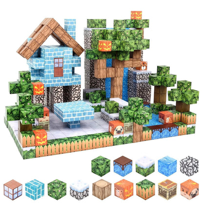 Magnetic Building Blocks Mine World Brick Cube Toys Set STEM Sensory Best Gift for Boy Girl Children Yi lin 100PCS