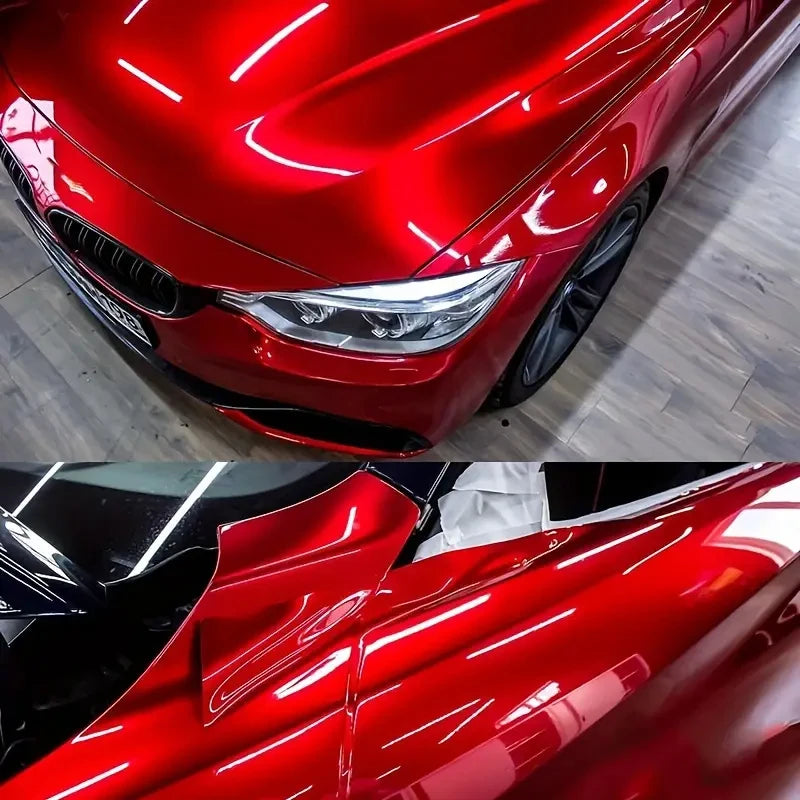 Premium Candy Metallic Gloss Metal Red Vinyl Wrap Adhesive Film Decal Car Wrapping Foil with Air Release Bubble
